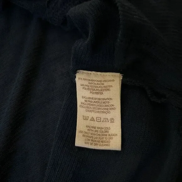 Free People Top blue pullover burnout shirt size Small navy blue semi sheer - Picture 4 of 7